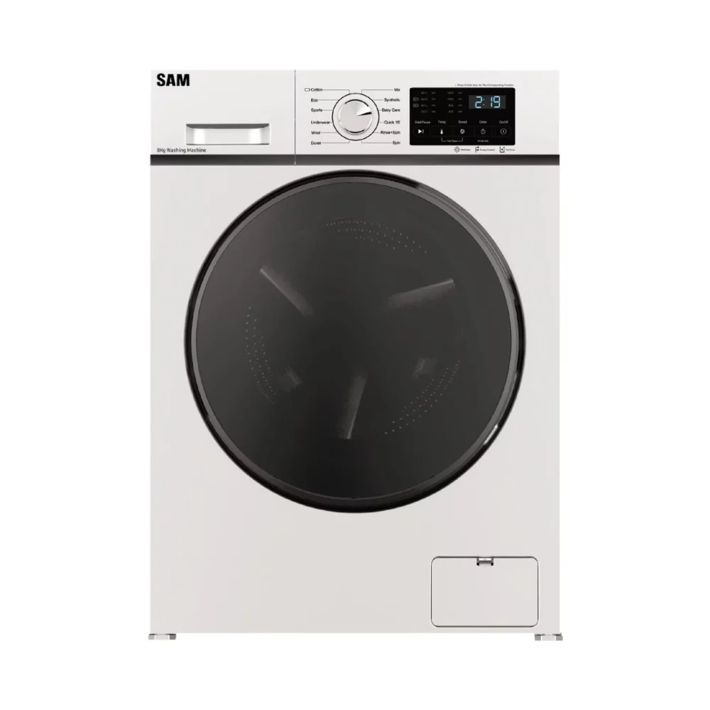 ماشین لباسشویی 8 کیلوگرم اتوماتیک سام مدل UN-Q1435/W